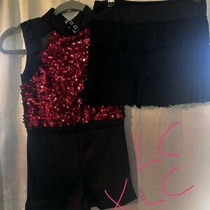 Sequin 3 Piece Kids Costume Set - Red and Black